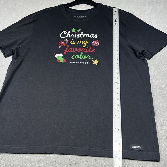 Life Is Good Shirt Mens XL Gray Christmas is my Favorite Color Shirt Sleeve - Picture 6 of 10